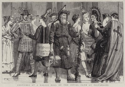 Costumes at a Calico Ball of the Jovial Club at Valparaiso by Percy Macquoid
